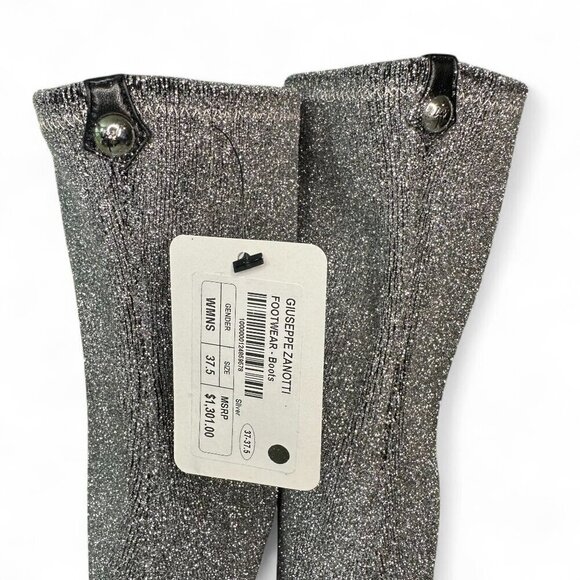 Giuseppe Zanotti Women's Silver Glitter Over-the-Knee Flat Boots Sz 37.5 NWOT - Picture 15 of 16